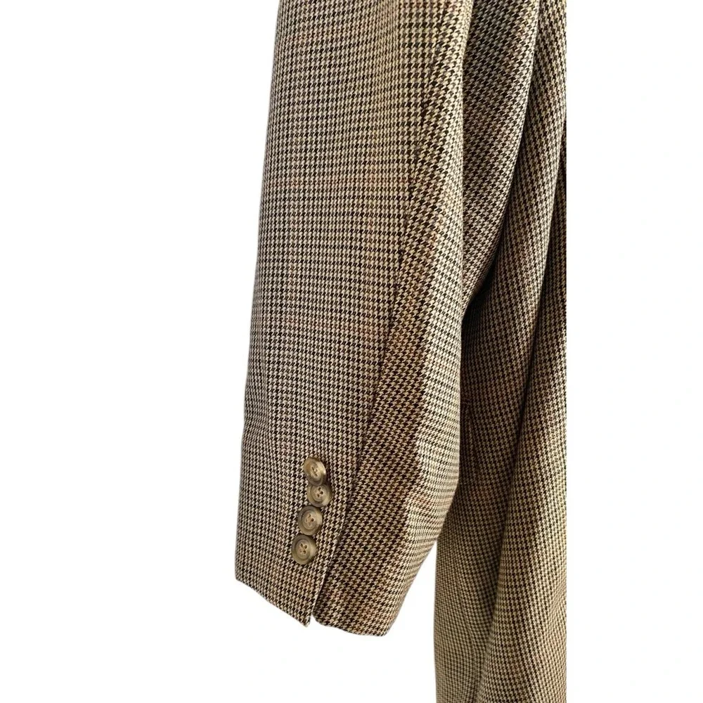 Jos A Banks Mens Houndstooth Brown Beige Orange Blazer Sports Coat Size 52L